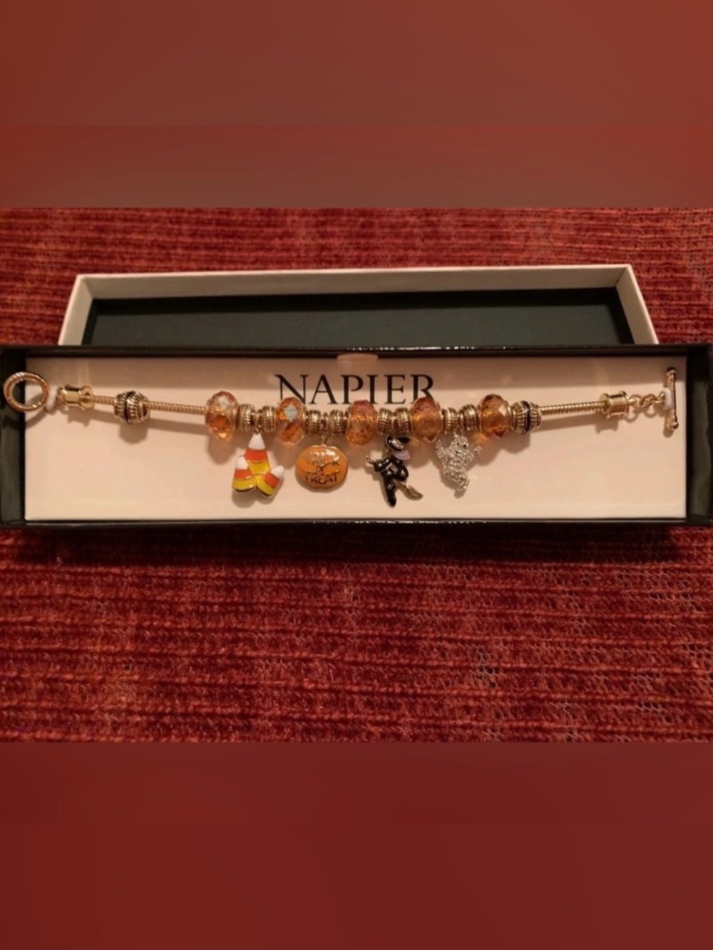 Gold Halloween Bracelet with Halloween Charms